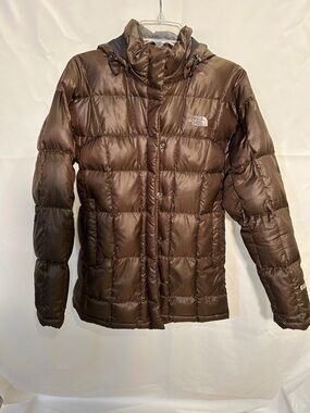 The North Face Brown Quilted Hooded Puffer Jacket Size Small